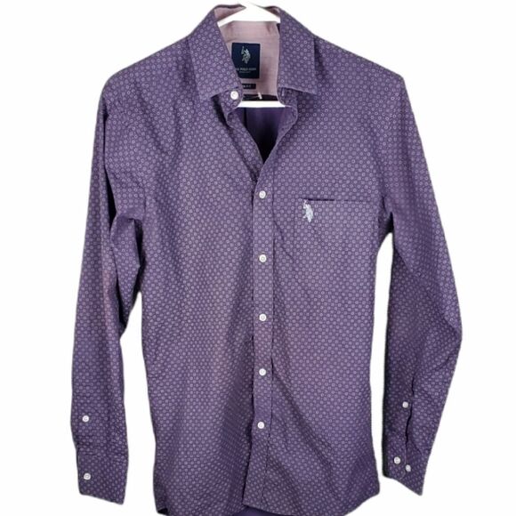 Us Polo Association Purple Slim Fit Button Up Shirt - Picture 1 of 6